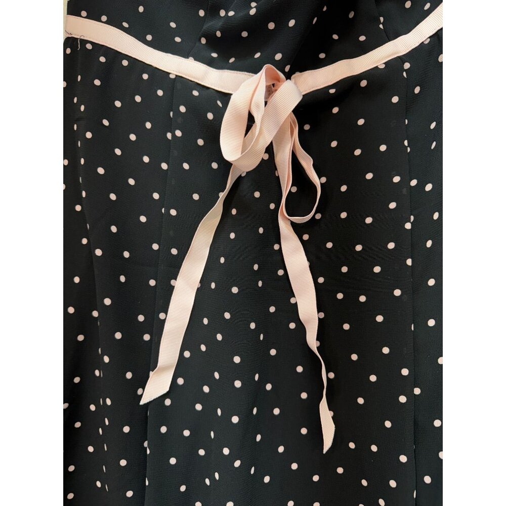 Emergency Exit Womens A-Line Dress Size 7 Black Polka Dot Sleeveless Tie Waist - Picture 3 of 9